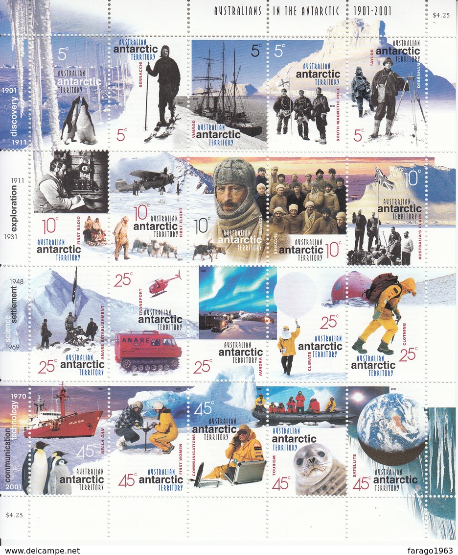 2001 Australian Antarctic Territory Miniature Sheet Of 20 MNH - Unused Stamps