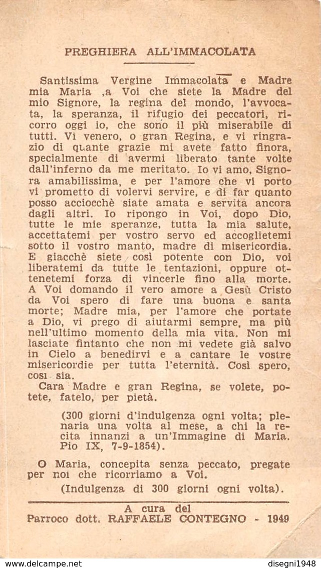 08237 "MIRACOLOSA IMMAG. DELL'IMMACOLATA CHE SI VENERA NELLA PARROCCHIA DI PIZZOFALCONE - NAPOLI" IMM. RELIG. ORIG. - Santini