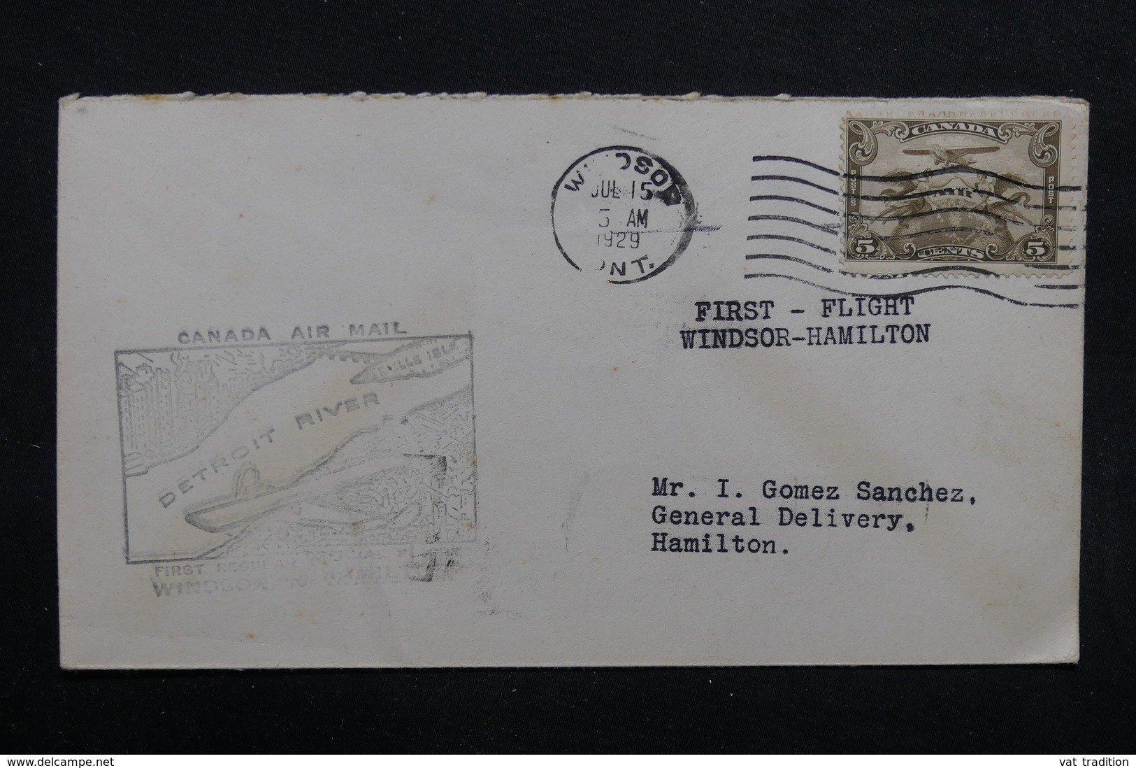 CANADA - Enveloppe 1 Er Vol En 1929 Windsor / Hamilton - L 32756 - Lettres & Documents