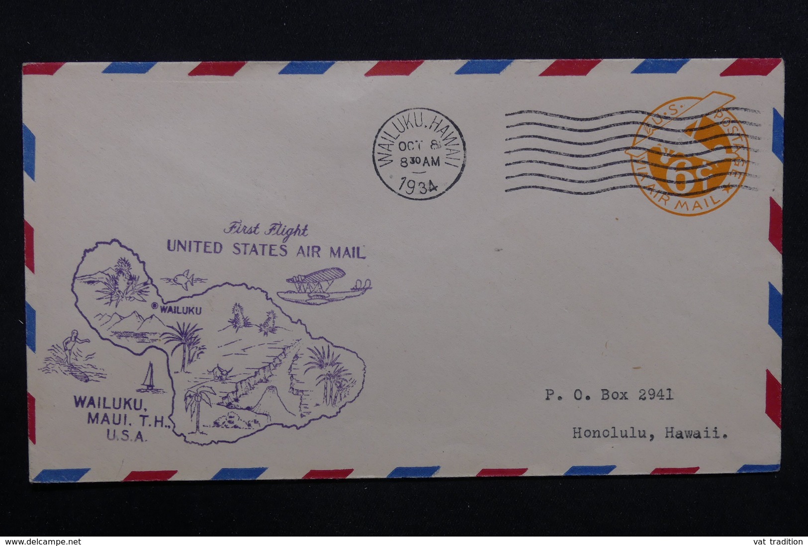 ETATS UNIS - Enveloppe 1 Er Vol Pour Hawaï En 1934 - L 32767 - Marcophilie