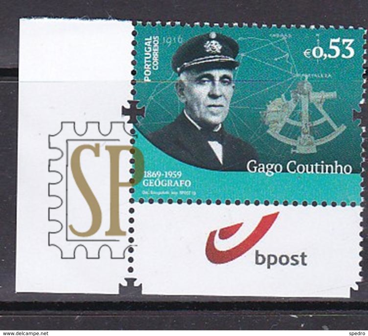 Portugal 2019 Vultos Da História E Da Cultura Gago Coutinho Militar Marinha Geography Géographie Navy Bpost Belgian Post - Géographie