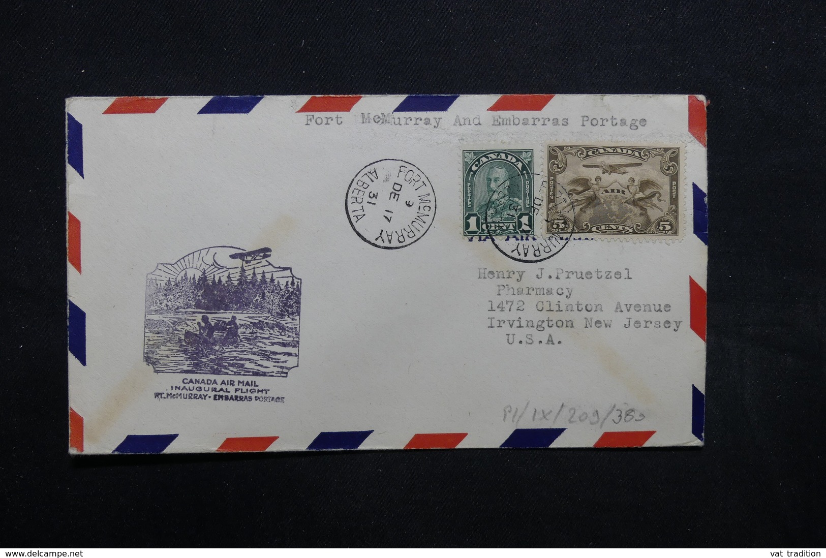 CANADA - Enveloppe 1er Vol Fort Mc Murray / Embarra  En 1931 - L 32780 - Lettres & Documents