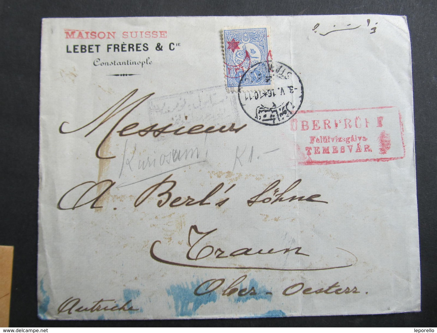 BRIEF Constantinople - Traun Via Temesvar 1916 // D*38945 - Briefe U. Dokumente