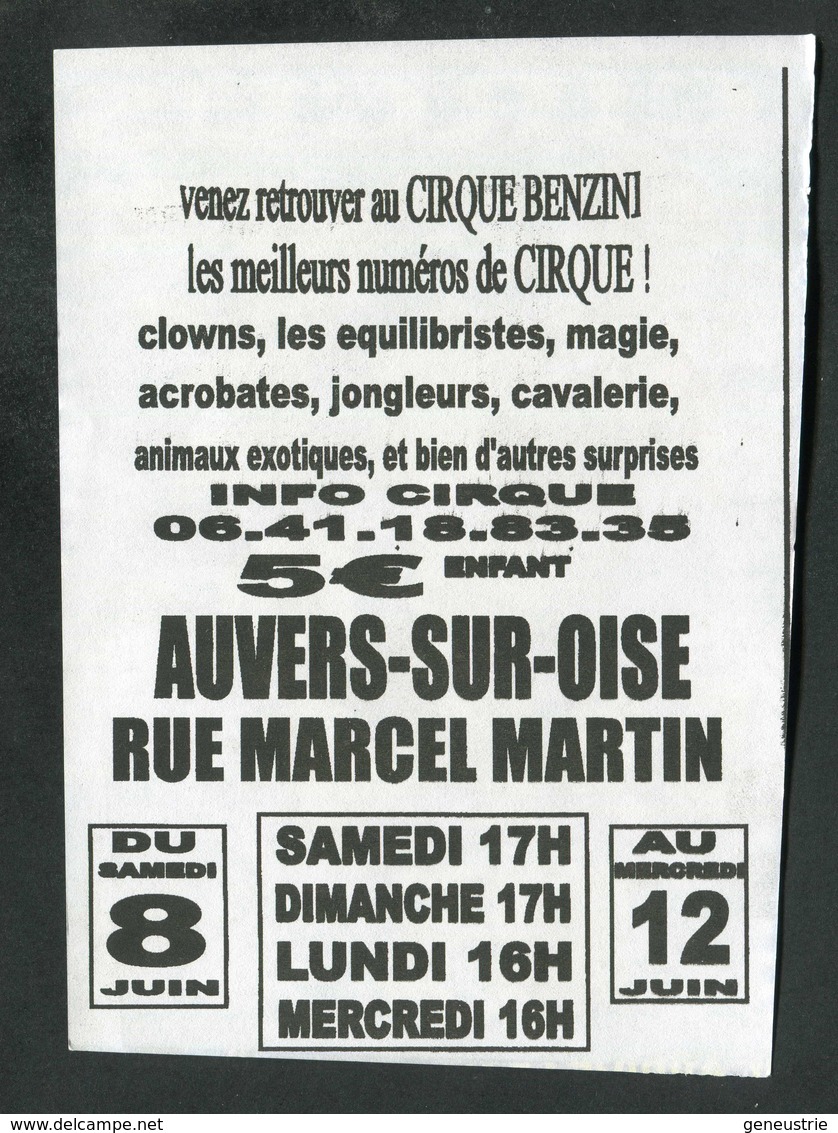 Publicité Flyer "Cirque Circus Crone Benzini / Auvers-sur-Oise" - Clown - Programs