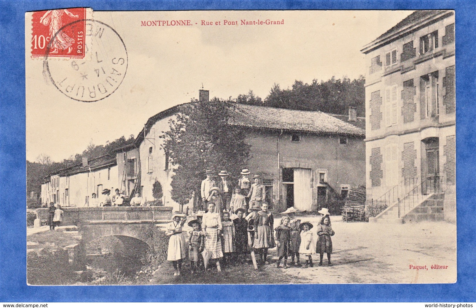 CPA - MONTPLONNE - Rue Et Pont Nant Le Grand - Paquet éditeur - Enfant Garçon Fille Chapeau Mode Bar Le Duc - Autres & Non Classés