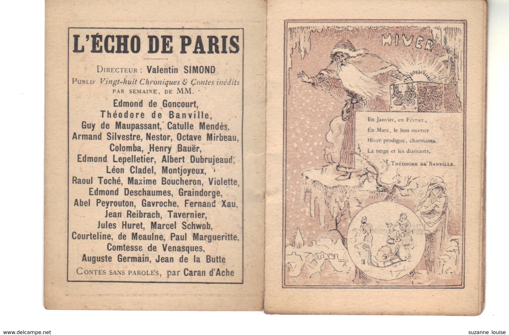 Très Petit Calendrier  De" L'écho De Paris " 1891 Ouvrant  Illustration Intérieure Et Extérieure   L. Métivet. - Petit Format : ...-1900