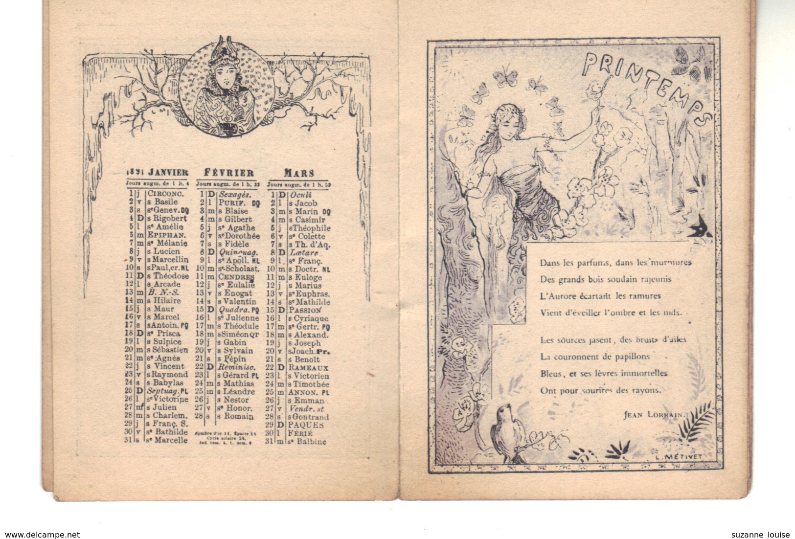Très Petit Calendrier  De" L'écho De Paris " 1891 Ouvrant  Illustration Intérieure Et Extérieure   L. Métivet. - Klein Formaat: ...-1900