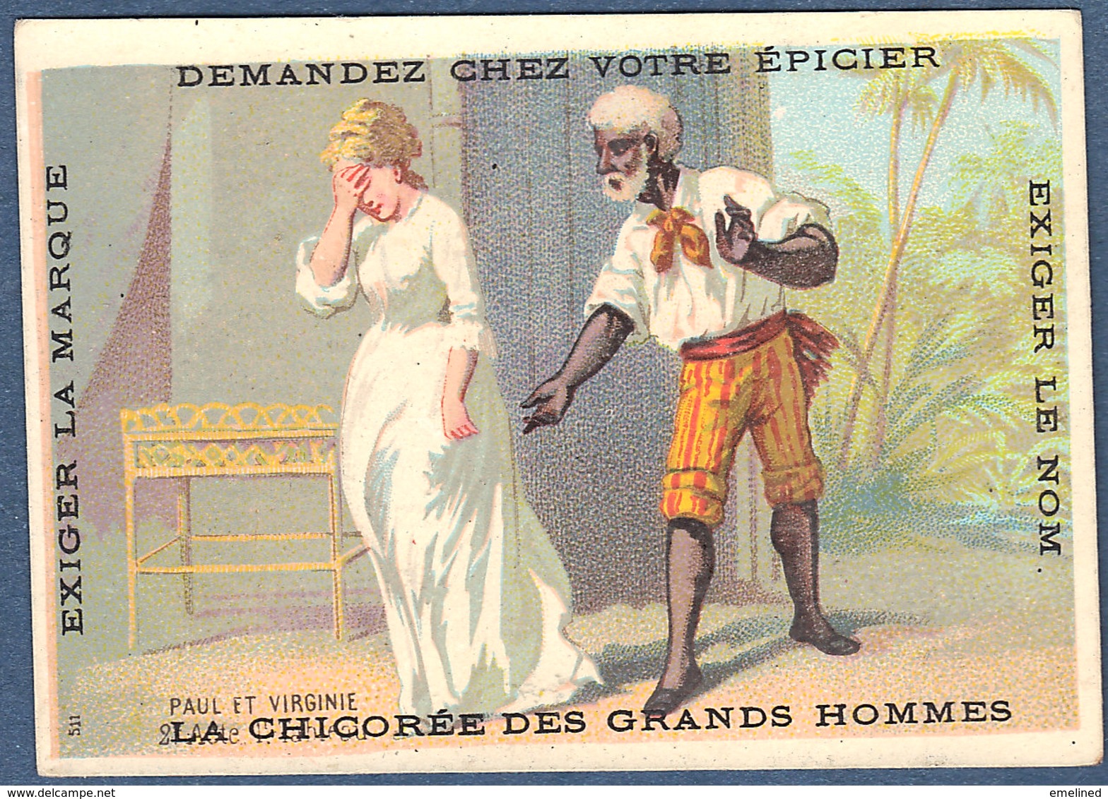 Chromo Litho Haas Mairesse Cambrai Nord Manufacture De Chicorée Extra Grands Hommes Paul Et Virginie 2e Acte 1r Tableau - Autres & Non Classés