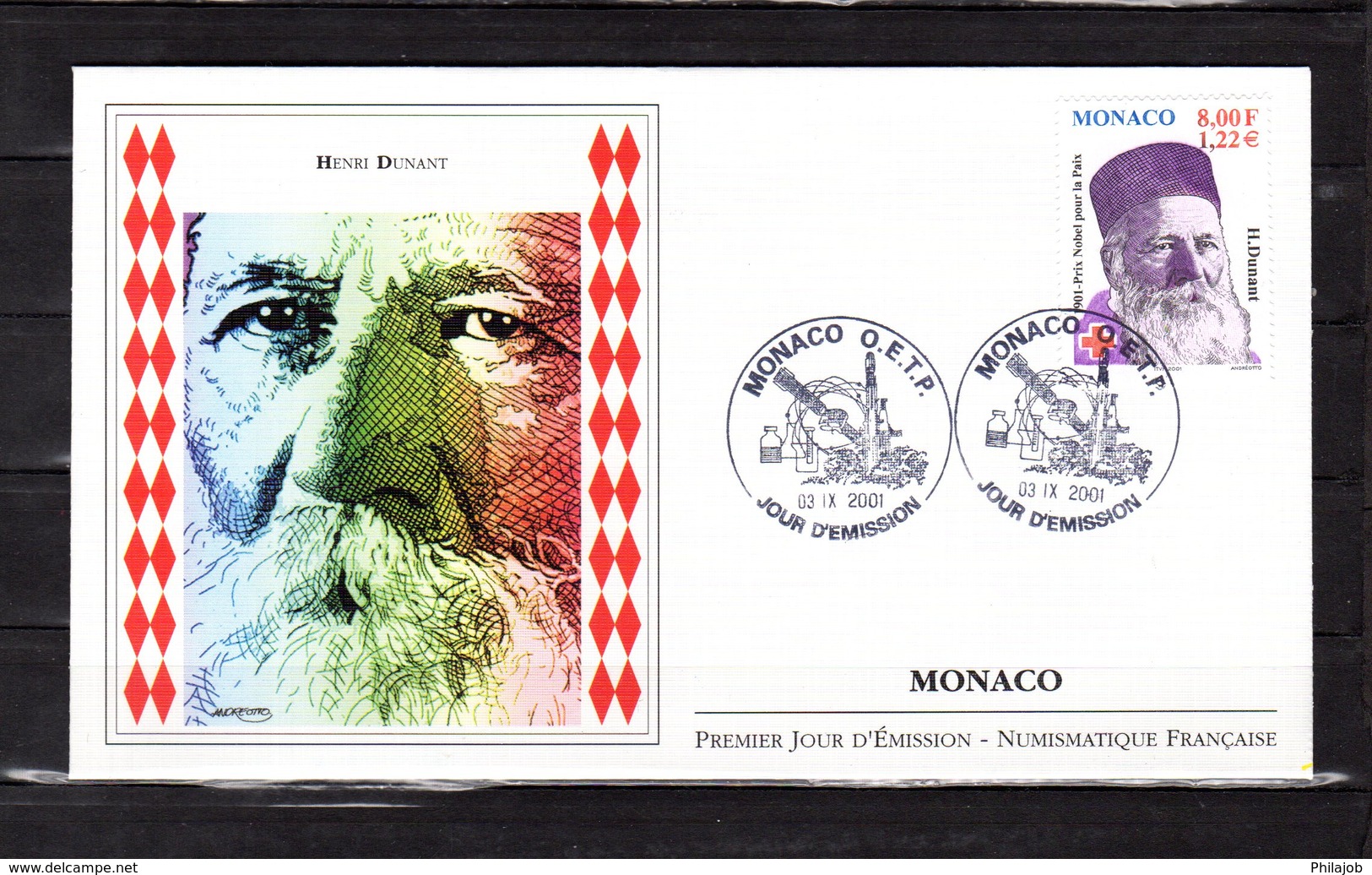 " HENRY DUNANT " Sur Enveloppe 1er Jour De MONACO De 2001. N° YT 2315. FDC - Henry Dunant