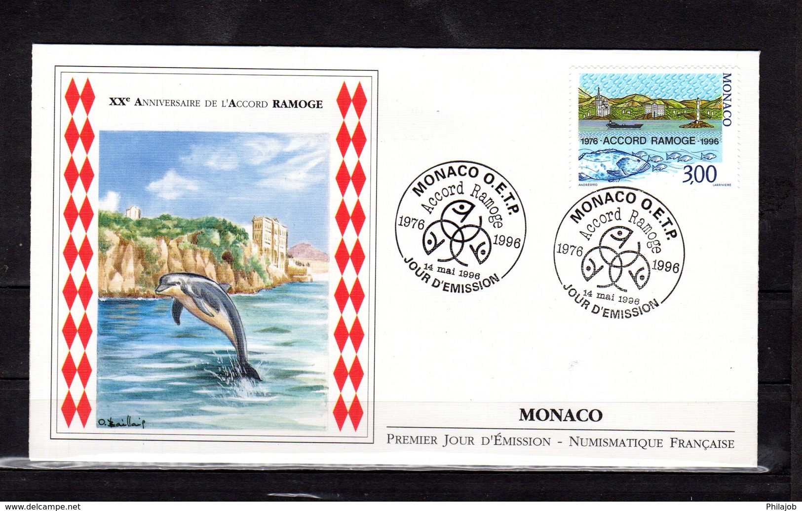 " ACCORD RAMOGE " Sur Enveloppe 1er Jour De MONACO De 1996. N° YT 2038. FDC - Protección Del Medio Ambiente Y Del Clima