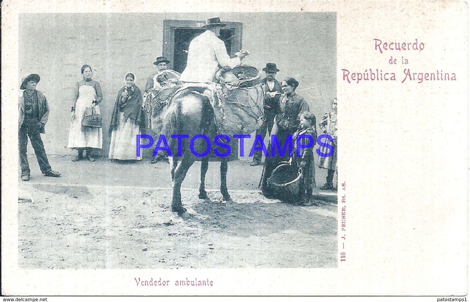 114072 ARGENTINA COSTUMES SELLER VENDEDOR AMBULANTE CIRCULATED TO FRANCE  POSTAL POSTCARD - Argentinien