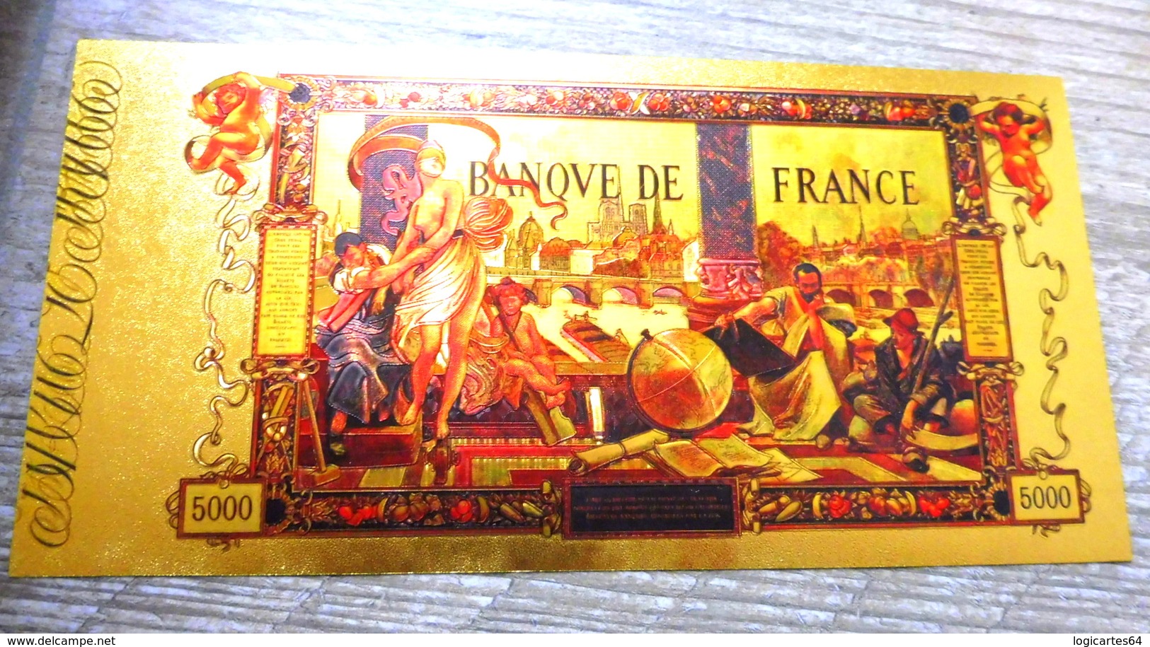 ★  BILLETS POLYMER " OR " AVEC COULEURS DU 5000 FRANCS FLAMENG ★ - 5 000 F 1918 ''Flameng''