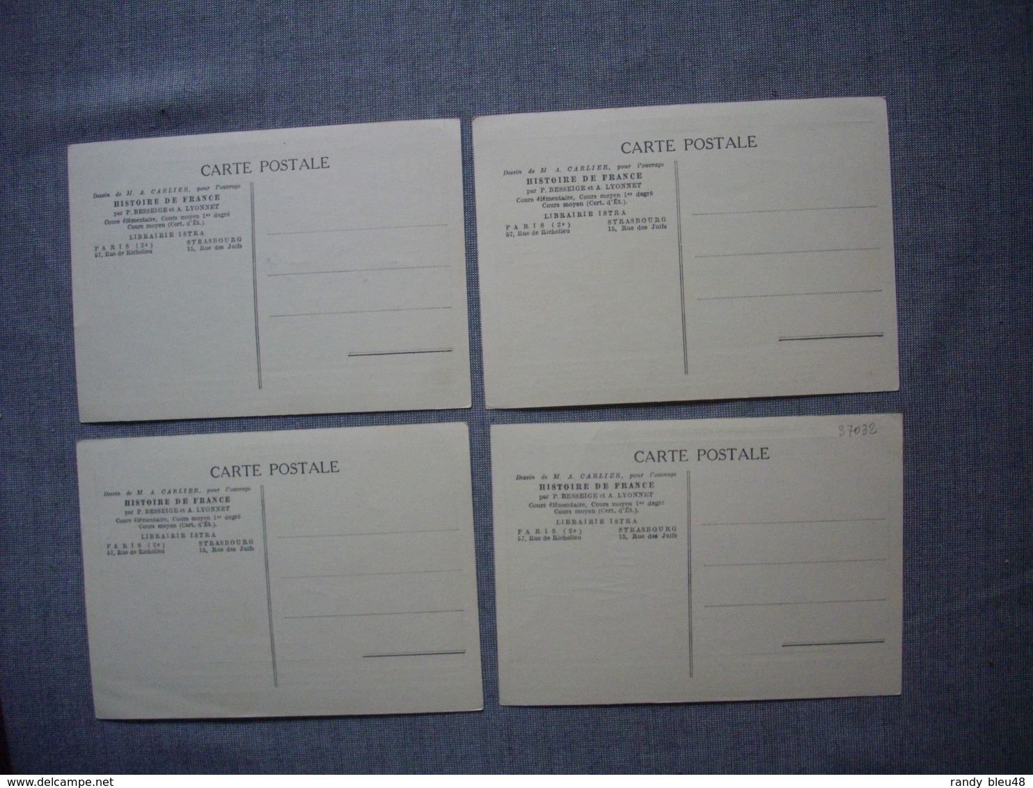 Lot De 4 Cartes Illustrées Signé CARLIER  -  Histoire De FRANCE  -  Numéros  45  -  46  -  47  -  48 - Histoire