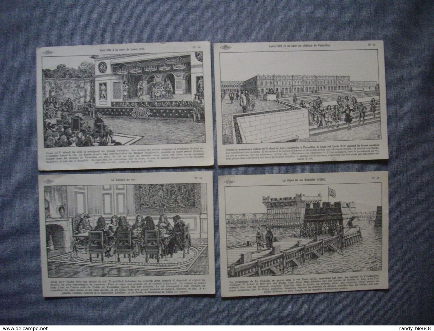 Lot De 4 Cartes Illustrées Signé CARLIER  -  Histoire De FRANCE  -  Numéros  53  -  54  -  55  -  56 - Histoire