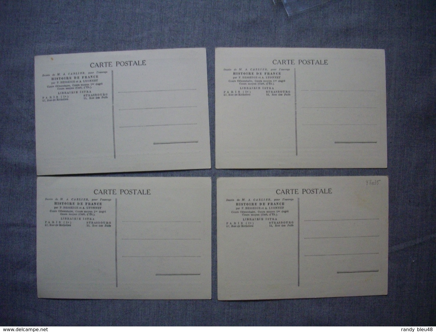 Lot De 4 Cartes Illustrées Signé CARLIER  -  Histoire De FRANCE  -  Numéros  57  -  58  -  59  -  60 - Histoire