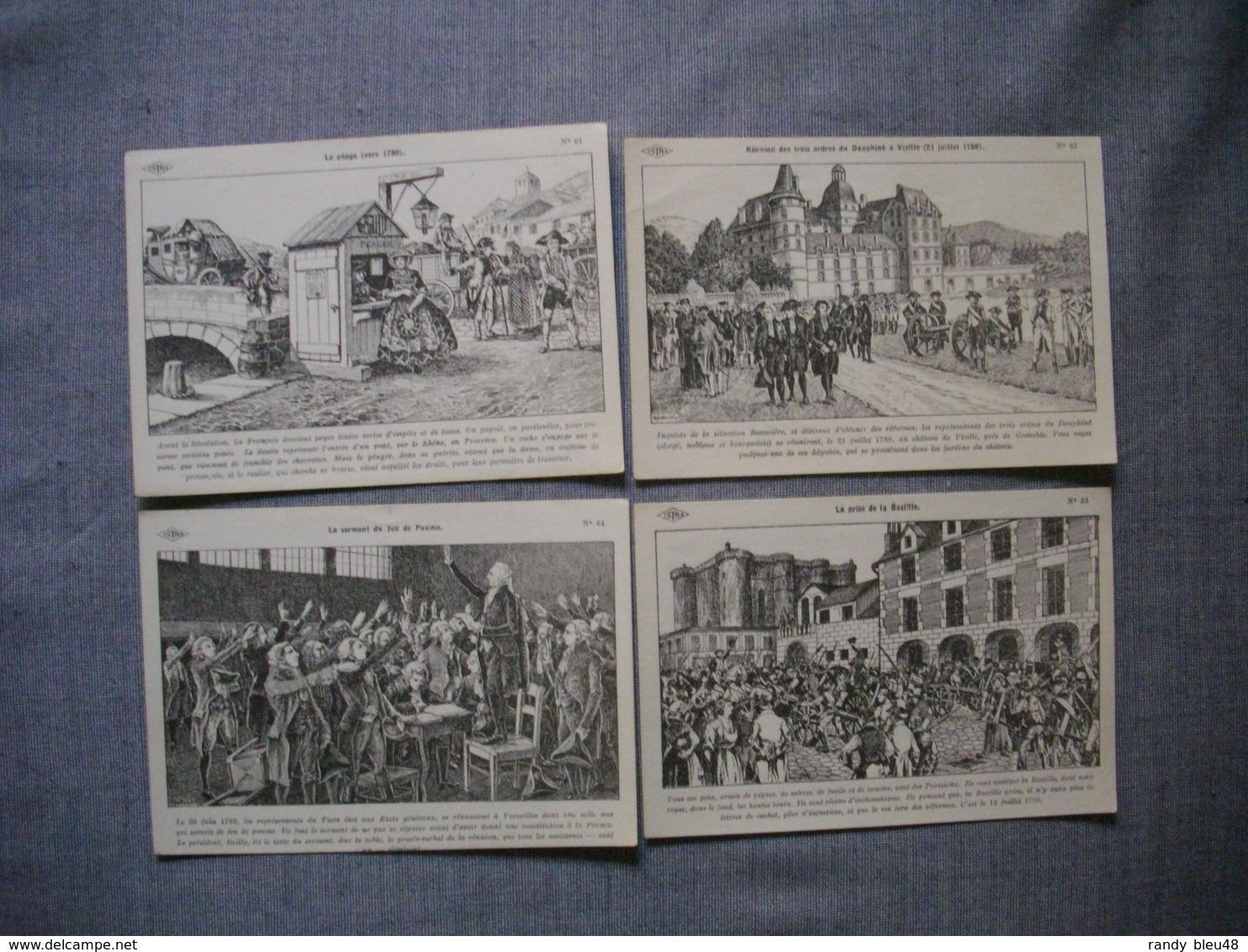 Lot De 4 Cartes Illustrées Signé CARLIER  -  Histoire De FRANCE  -  Numéros  61  -  63  -  64  -  65 - Histoire