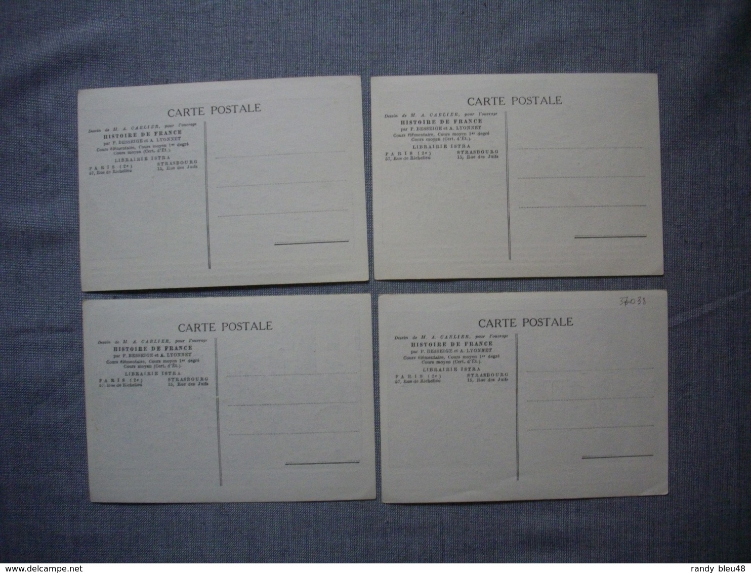 Lot De 4 Cartes Illustrées Signé CARLIER  -  Histoire De FRANCE  -  Numéros   71  -  72  -  73  -  74 - Histoire