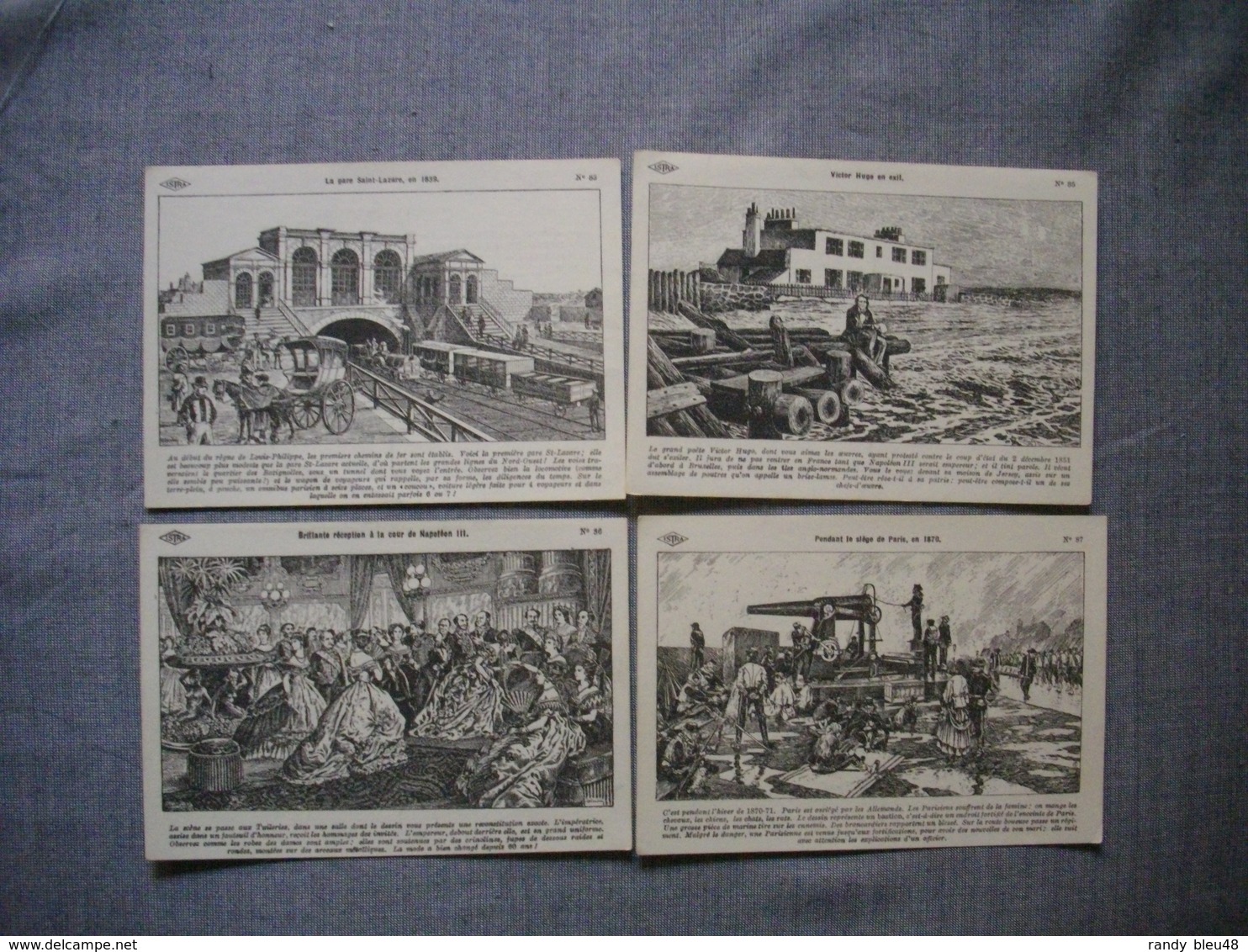 Lot De 4 Cartes Illustrées Signé CARLIER  -  Histoire De FRANCE  -  Numéros   83  -  85  -  86  -  87 - Histoire