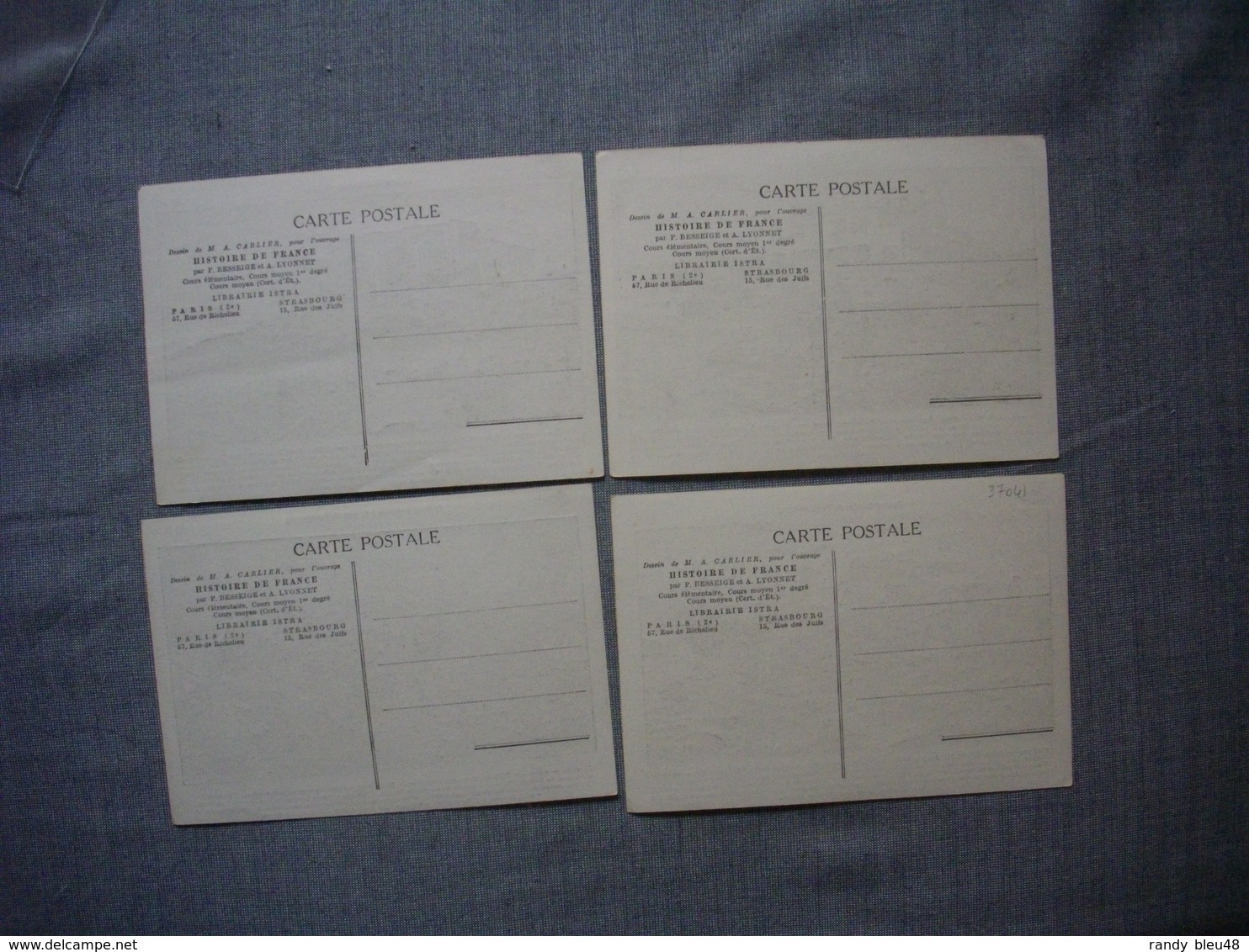 Lot De 4 Cartes Illustrées Signé CARLIER  -  Histoire De FRANCE  -  Numéros   83  -  85  -  86  -  87 - Histoire