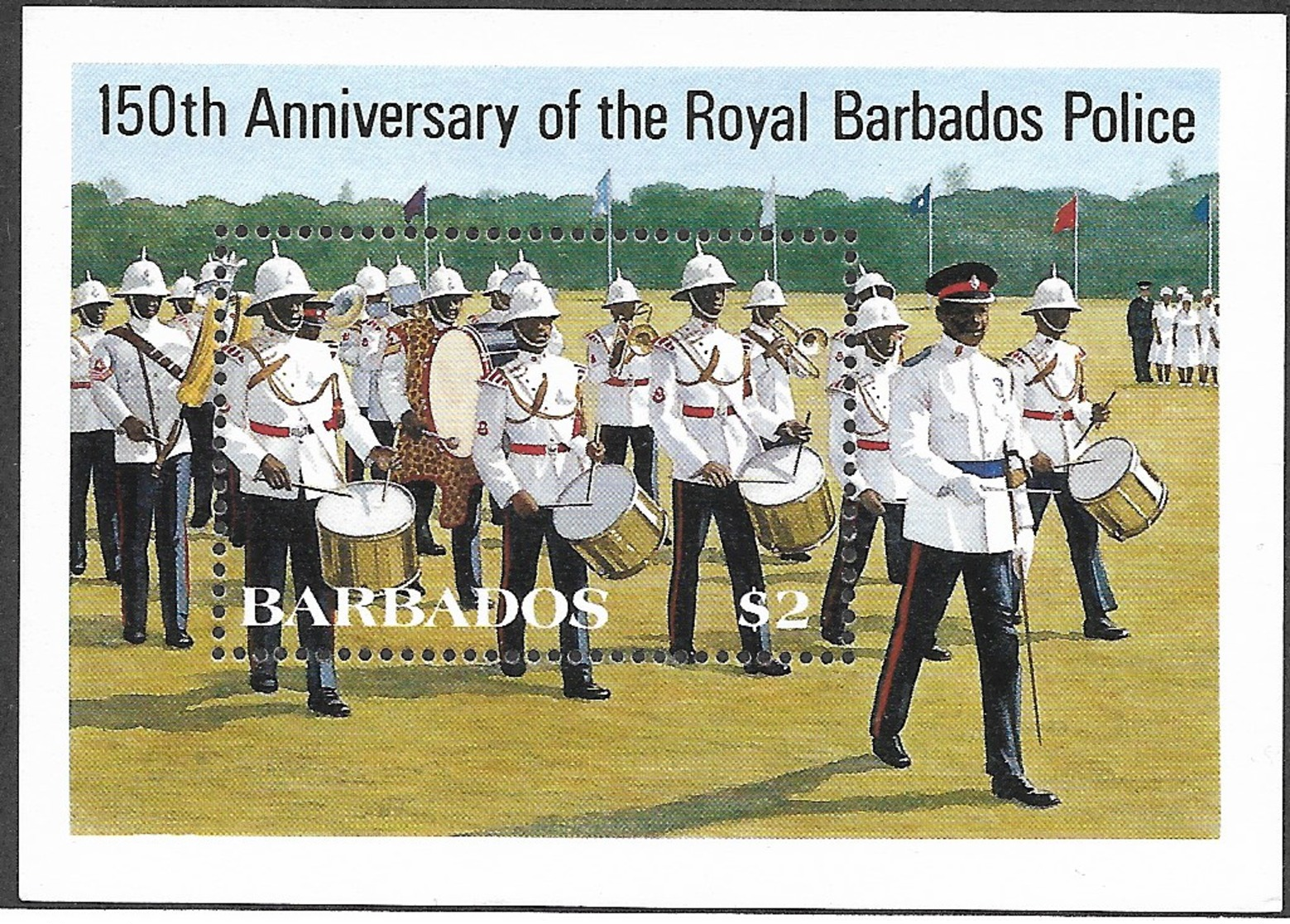 Barbados,  Scott 2018 # 674,  Issued 1985,  S/S Of 1,  NH,  Cat $ 3.75,  Police - Barbados (1966-...)