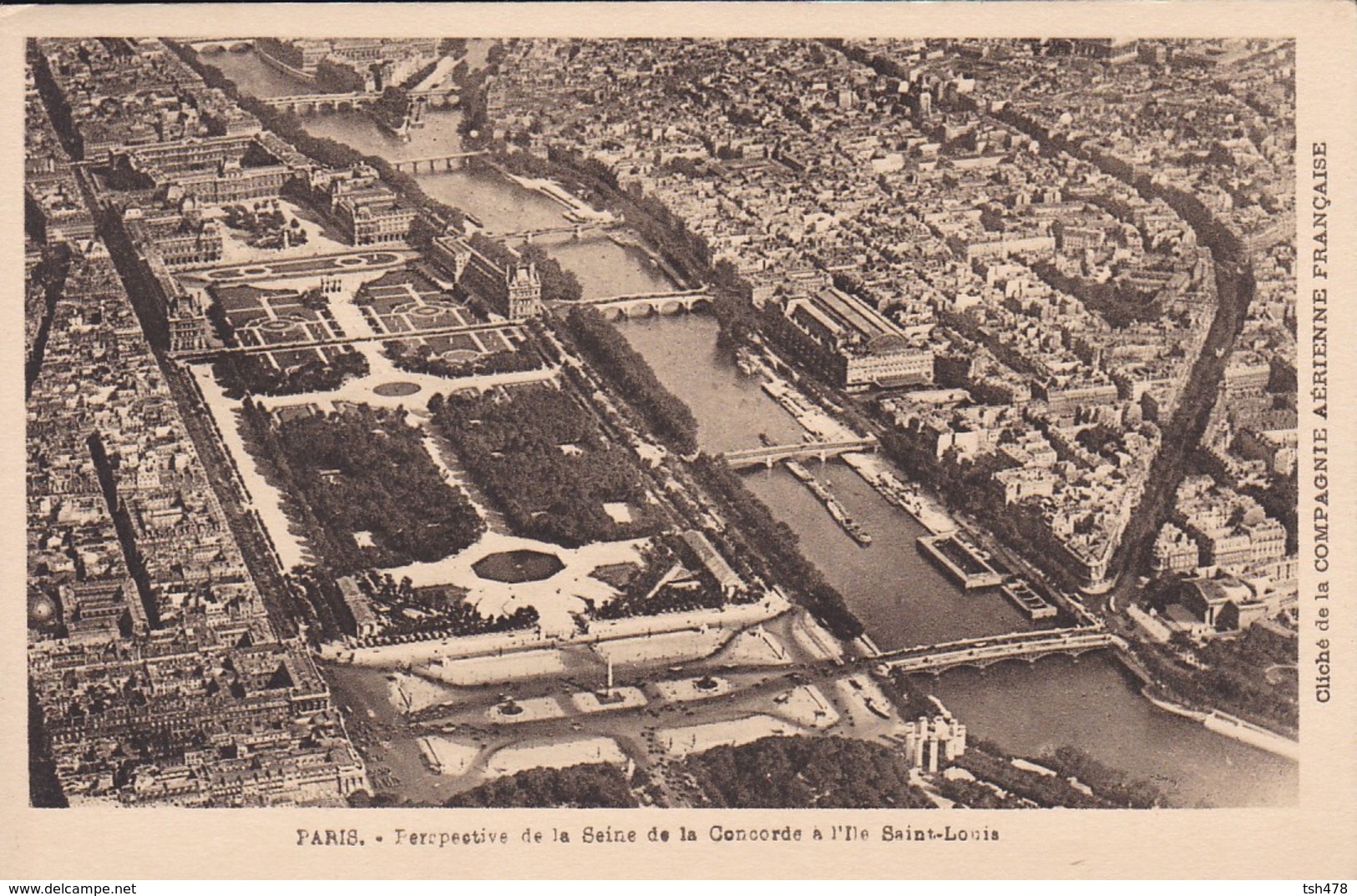 75----PARIS-percpective De La Seine De La Concorde-vue Aérienne--cliché De La Compagnie Aérienne Française--voir 2 Scans - Multi-vues, Vues Panoramiques