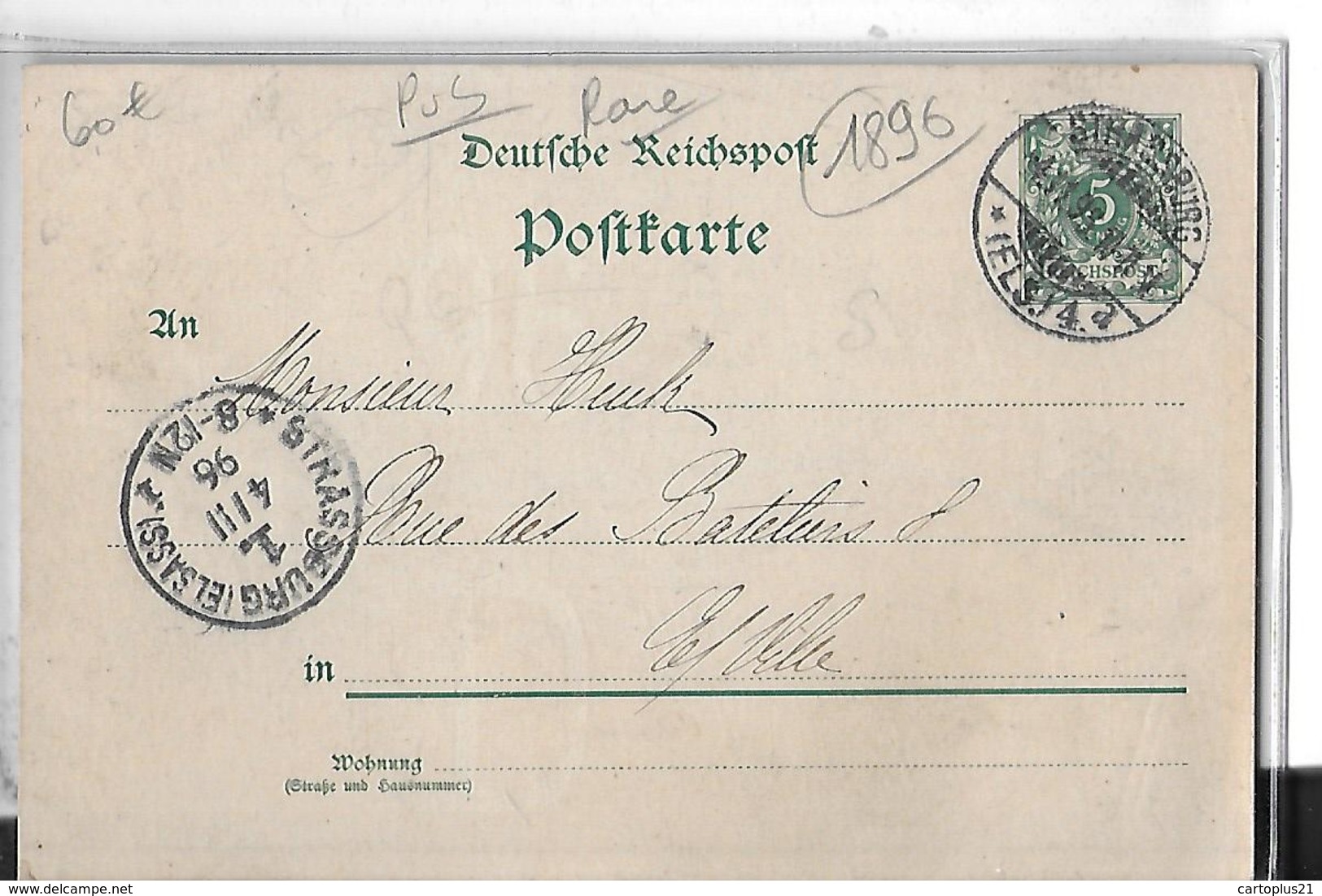 STRASBOURG    PUBLICITE  HOFFMANNS  STARKE  CHATS   VOYAGEE 1896     DEPT 67 - Strasbourg
