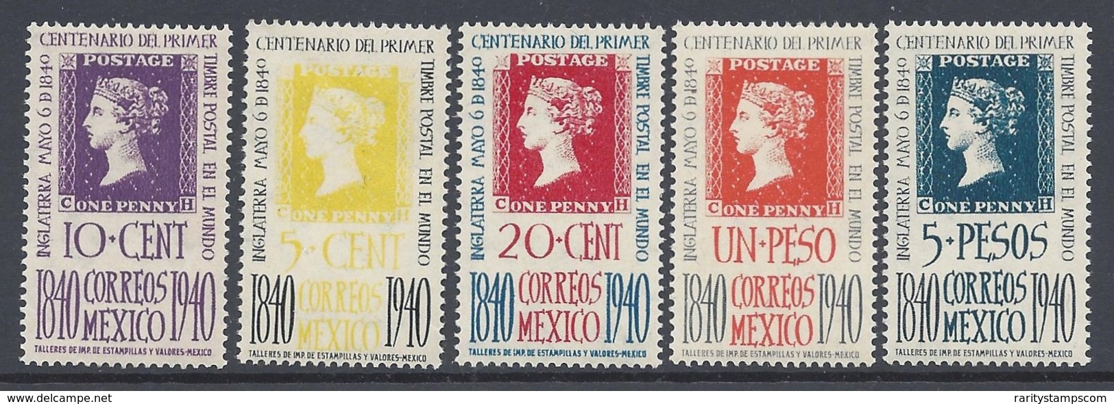 MEXICO 1940 CENTENARIO PRIMER SELLO Nº 543/547 - Mexiko