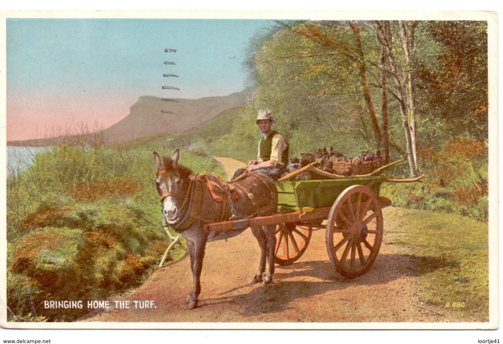 PC - Bringing Home The Turf - Kar - Muilezel - Stempel Cachet Stamp 1946 Belfast - Artisanat