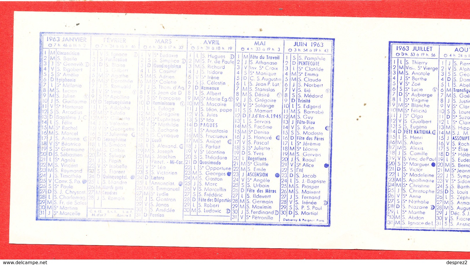 CALENDRIER CAISSE EPARGNE 1963  * Format 12 Cm X 8 Cm - Petit Format : 1961-70