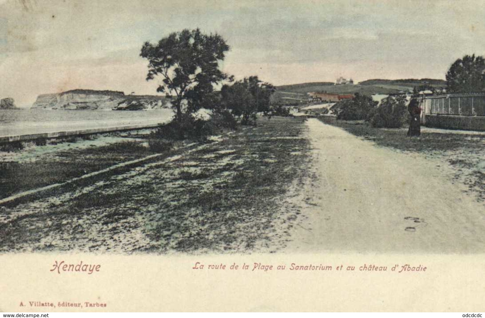 Hendaye La Route De La Plage Du Sanatorium Et Le Chateau D'Abadie Colorisée RV - Hendaye