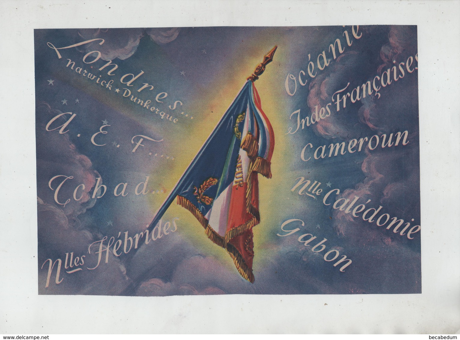 Drapeau Londres AEF Tchad Nlles Hébrides Calédonie Gabon Cameroun Indes Françaises Océanie - 1939-45