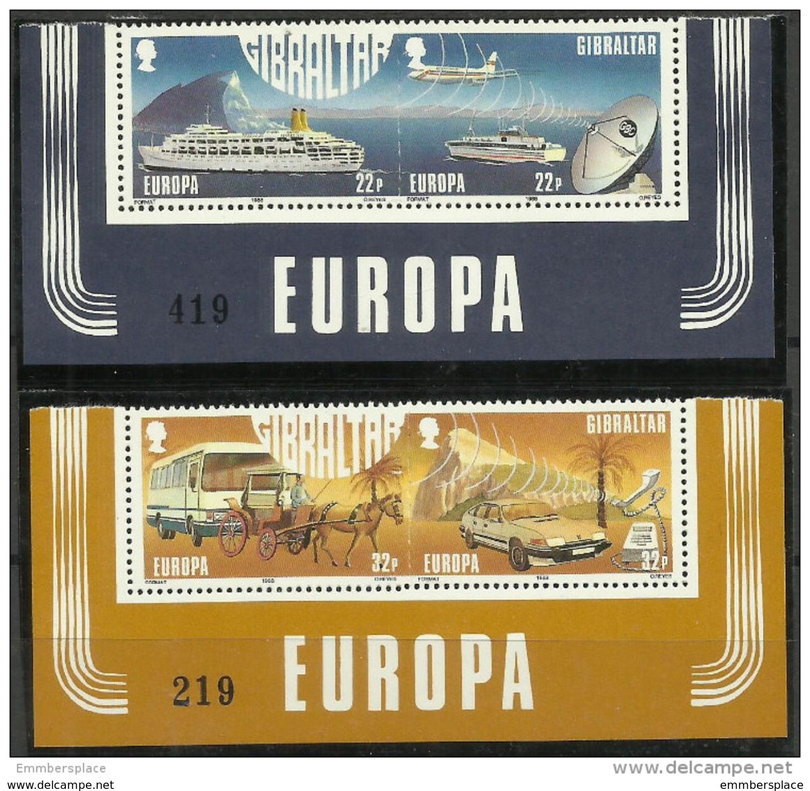 Gibraltar - 1988 Europa Pairs MNH ** (from Lower Part Of Sheetlets)    SG 588-91  Sc 524-7 - Gibraltar
