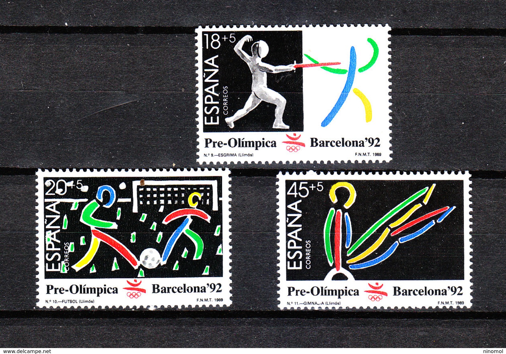 Spagna -1989. Pre-Olimpiadi Barcellona. Scherma, Calcio, Ginnastica Maschile. Fencing, Soccer, Men's Gymnastics. MNH - Estate 1992: Barcellona