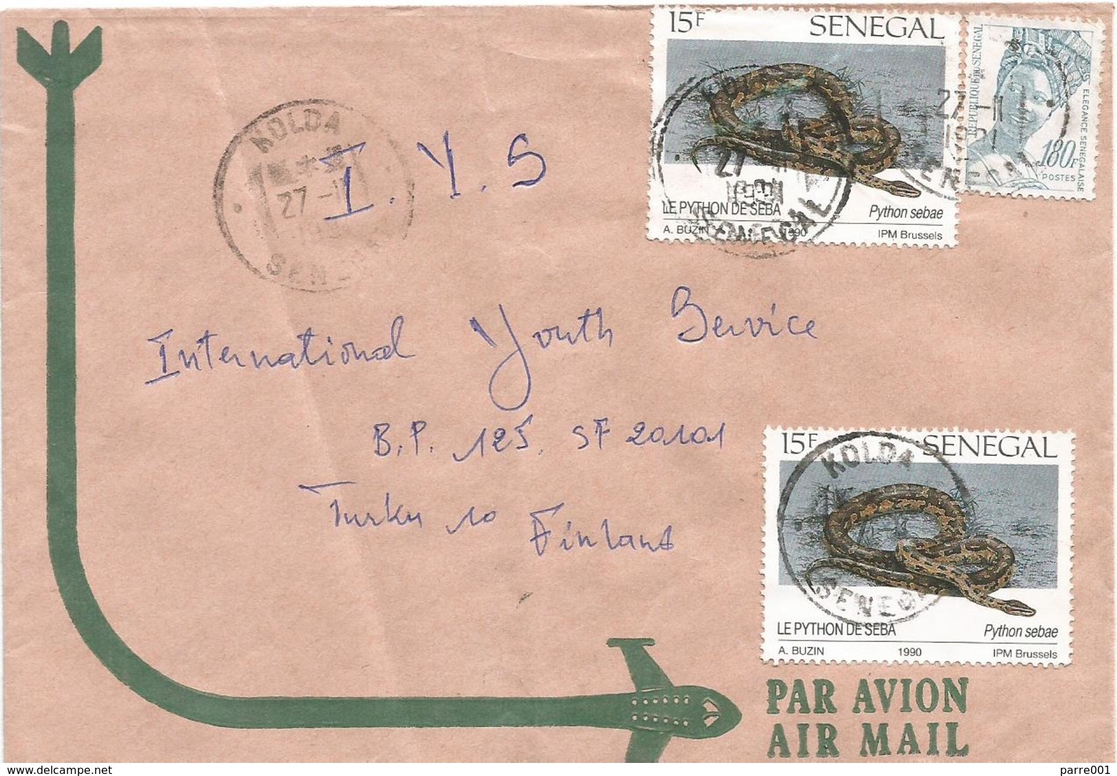 Senegal 1991 Kolda Snake African Rock Python Python Sebae André Buzin Cover - Senegal (1960-...)