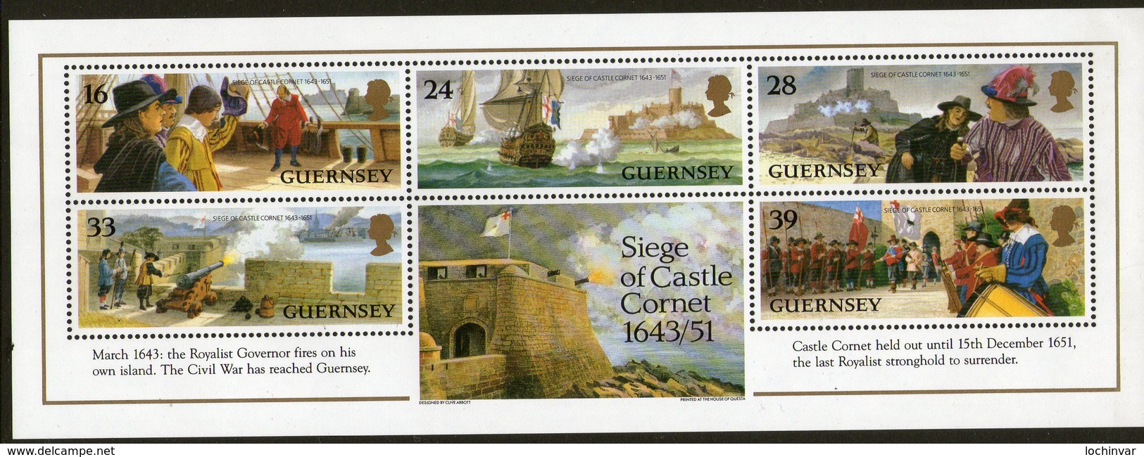 GUERNSEY, 1993 CORNET CASTLE SIEGE MINISHEET MNH - Guernsey