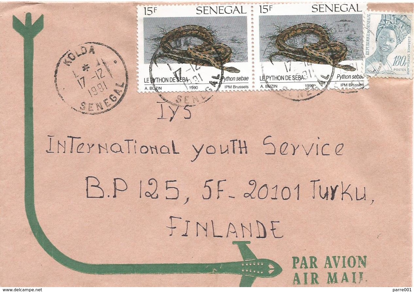 Senegal 1991 Kolda Snake African Rock Python Python Sebae André Buzin Cover - Slangen