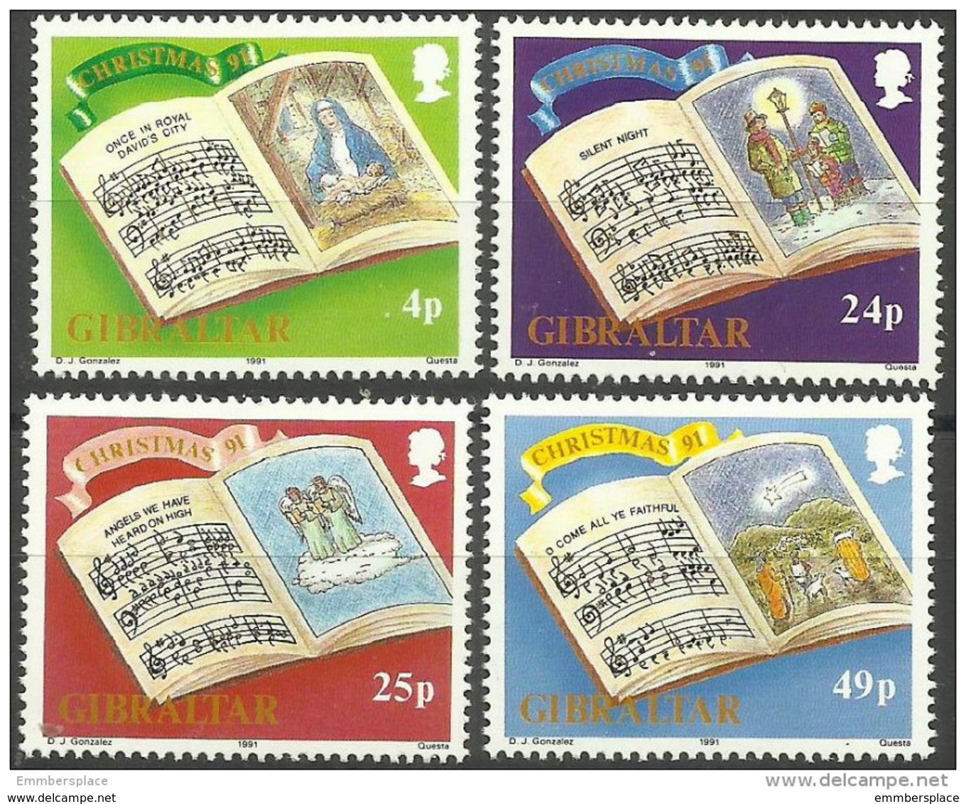 Gibraltar - 1991 Christmas (Carols) MNH **    SG 664-7  Sc 600-3 - Gibraltar