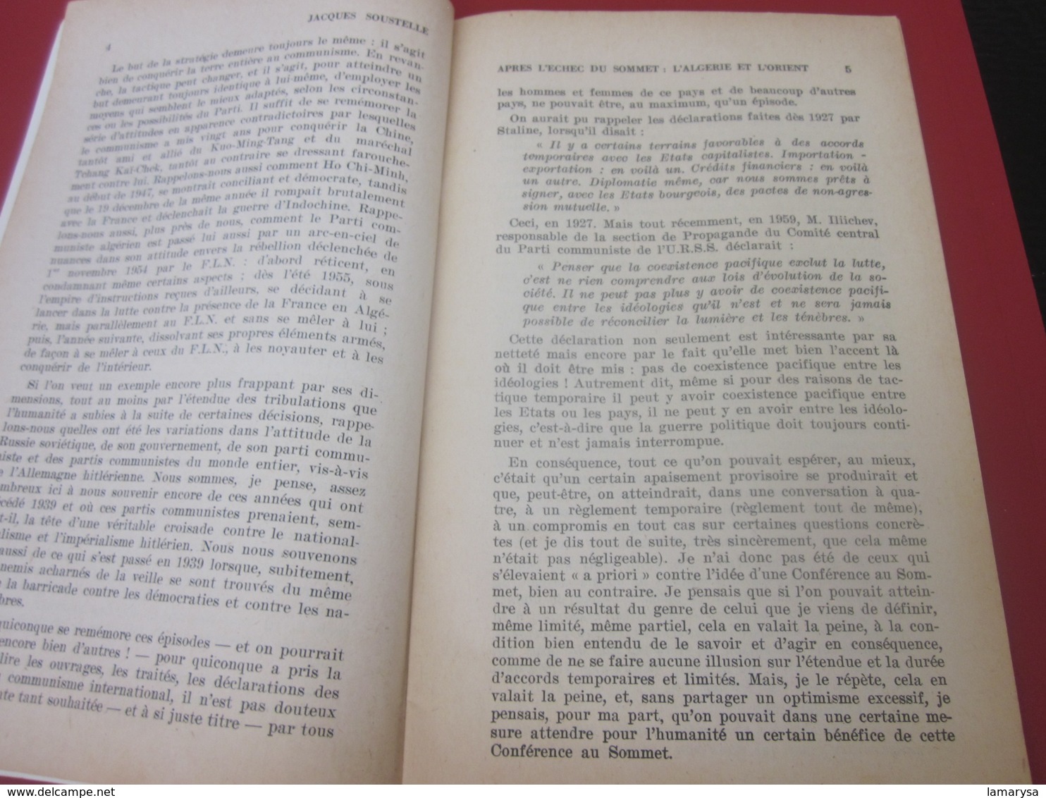 JUIN 1960 BROCHURE APRÈS L’ÉCHEC DU SOMMET L’ALGÉRIE & L'ORIENT CONFÉRENCE AMBASSADEURS PRONONCÉE PAR JACQUES SOUSTELLE - Historische Dokumente