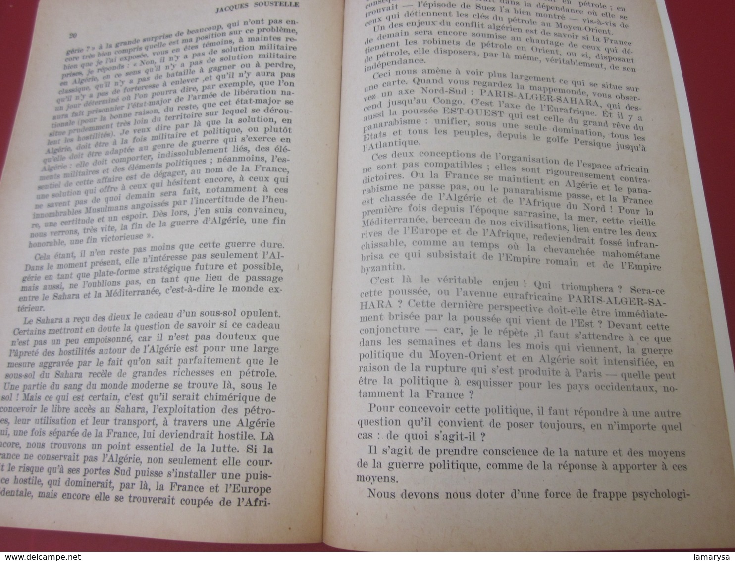 JUIN 1960 BROCHURE APRÈS L’ÉCHEC DU SOMMET L’ALGÉRIE & L'ORIENT CONFÉRENCE AMBASSADEURS PRONONCÉE PAR JACQUES SOUSTELLE