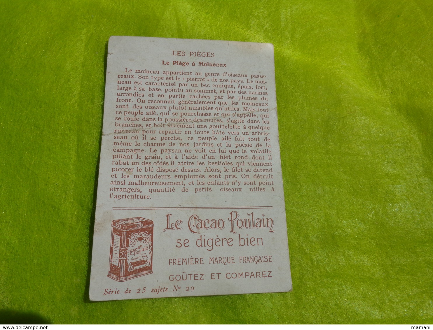 Image Chocolat Poulain -les Pieges -piege A Moineaux - Publicités