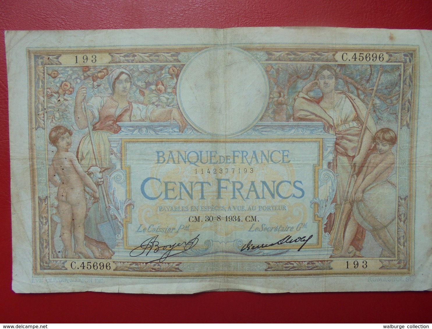 FRANCE 100 FRANCS 30-8-34 CIRCULER (B.4) - 100 F 1908-1939 ''Luc Olivier Merson''