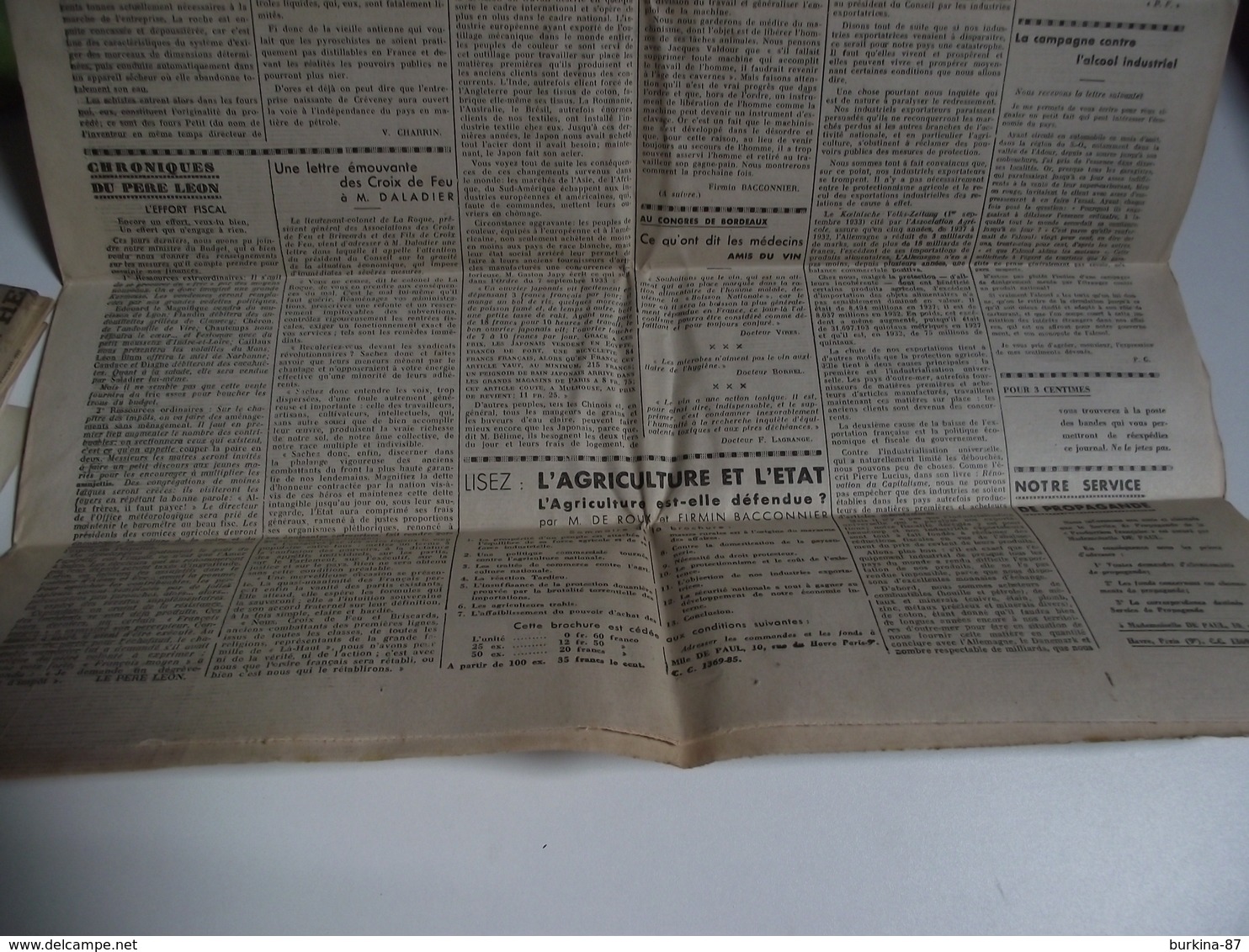 La Production Française,agricole Et Industrielle, Journal, 1 Er Oct 1933 - Andere & Zonder Classificatie