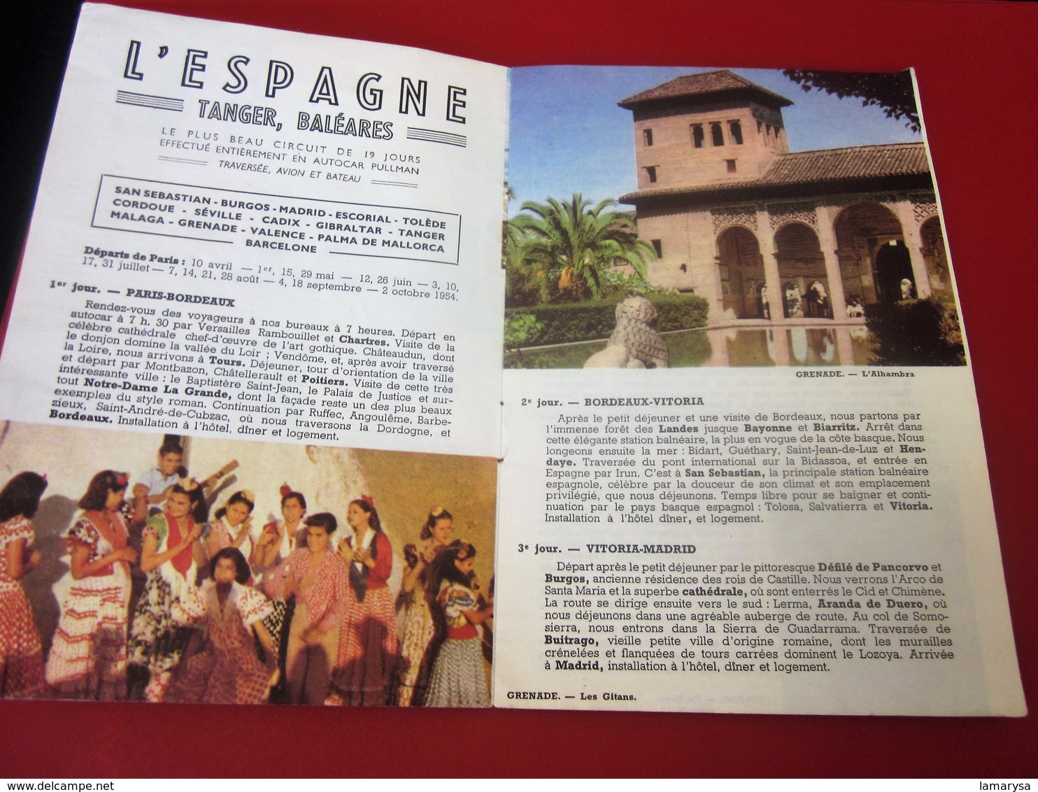 Guía Turística 1953 ESPAÑA TANGER BALEARES EN AUTOBÚS PULLMAN 19 DÍAS SAN SEBASTIAN-BURGOS-MADRID-ESCORIAL-TOLEDO-CORDOB - Cuadernillos Turísticos