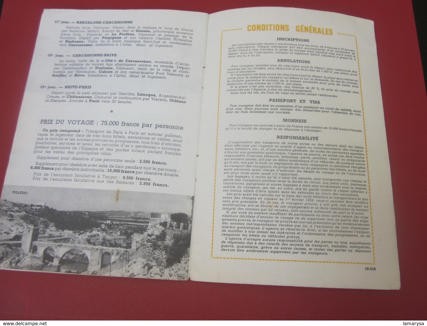 Guía turística 1953 ESPAÑA TANGER BALEARES EN AUTOBÚS PULLMAN 19 DÍAS SAN SEBASTIAN-BURGOS-MADRID-ESCORIAL-TOLEDO-CORDOB