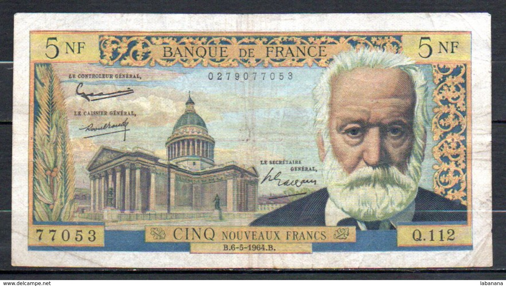 624-France Billet De 5 NF 1964 B Q112 - 5 NF 1959-1965 ''Victor Hugo''