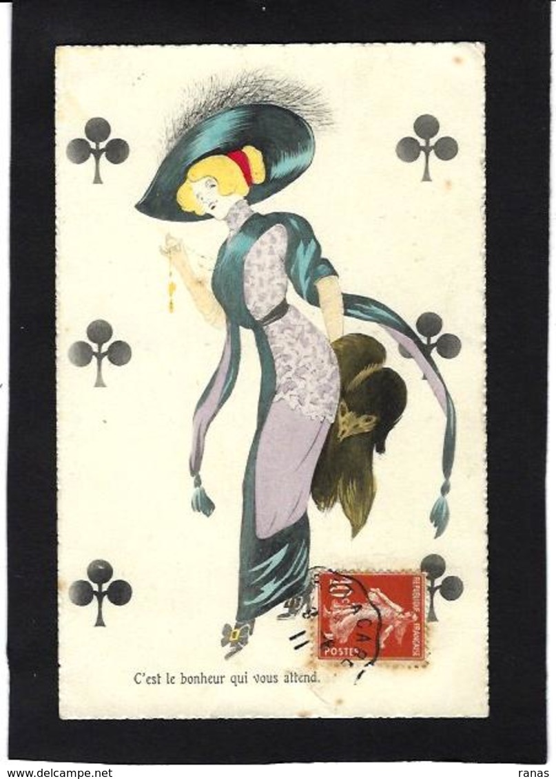 CPA Jeu De Cartes Carte à Jouer Playing Cards écrite Femme Girl Woman Mode Chapeau Fourrure - Cartes à Jouer