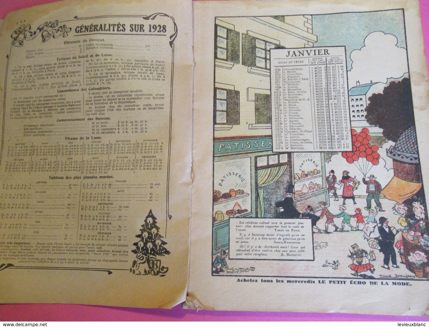 Almanach Du Petit Echo De La Mode/ Le Grand Almanach Du Foyer Et De La Famille Française/  1928              LIV163 - Fashion