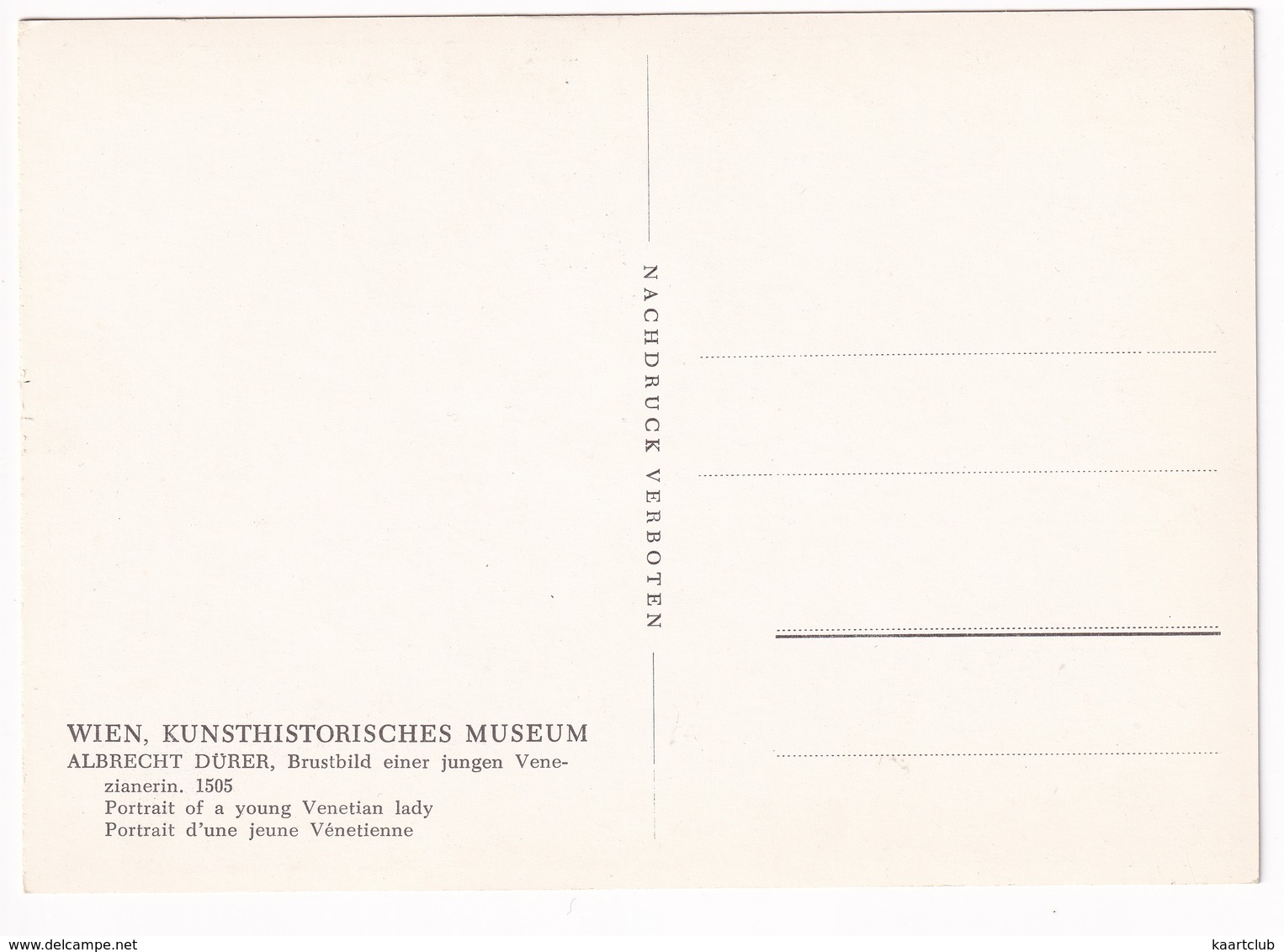 Wien: 'Brustbild Einer Jungen Venezianerin' (Albrecht Dürer) - Kunsthistorisches Museum - Musea