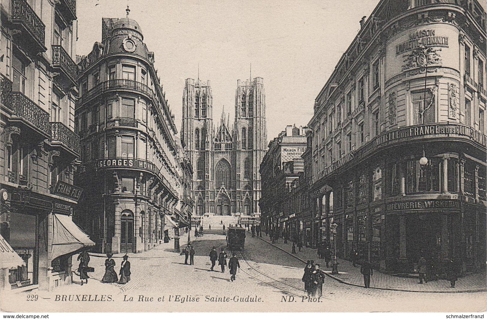 CPA - AK Bruxelles Brüssel Rue Eglise Sainte Gudule Hotel Cafe Restaurant Straßenbahn Tram A Arenberg Marquis Feldpost - Bruxelles-ville