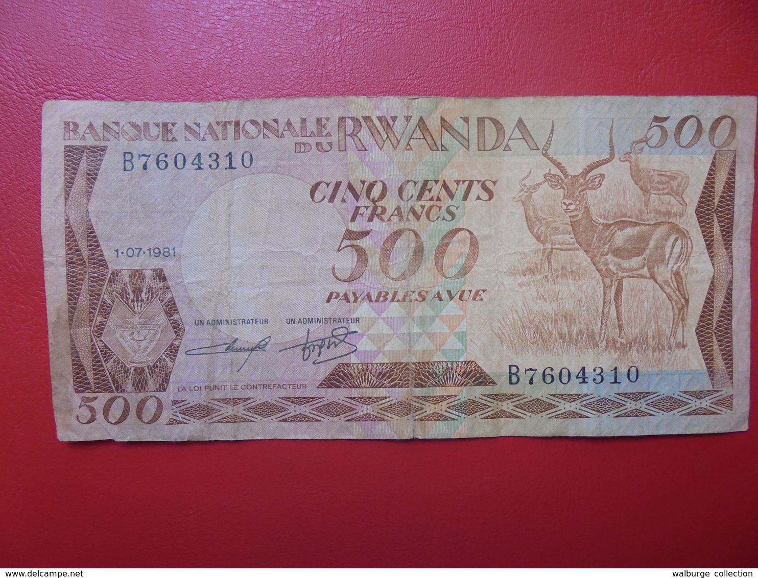 RWANDA 500 FRANCS 1981 CIRCULER (B.4) - Rwanda